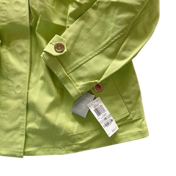 Charter Club : NEW $99 Textured Lime Green Hidden Meadow Gold Button Jacket : 1X - Picture 13 of 16